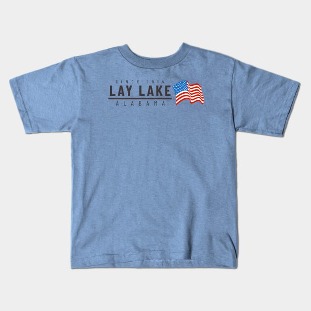 Lay Lake USA - dark text Kids T-Shirt by Alabama Lake Life